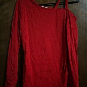 Boston Proper Red Asymmetrical Women's Blouse